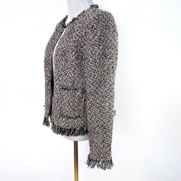 Rebecca Taylor Black Parfait Fringe Tweed Blazer - Picture 2 of 7